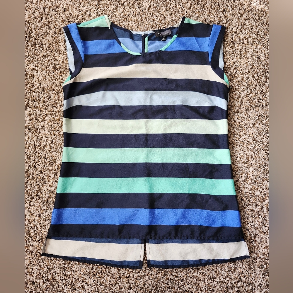 The Limited Multicolor Blue and Green Striped Blouse